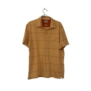 Banana Republic Mens Short Sleeve Striped Polo Shirt Orange Yellow Cotton Large